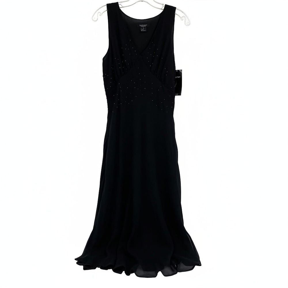 Karen Kane Black Midi Dress Sequin Accent Spotlight | Womens M